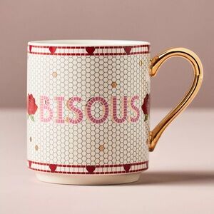 NEW! ANTHROPOLOGIE “Bisous” Kisses Valentine Paris Tile Mug NEW IN BOX GORGEOUS!